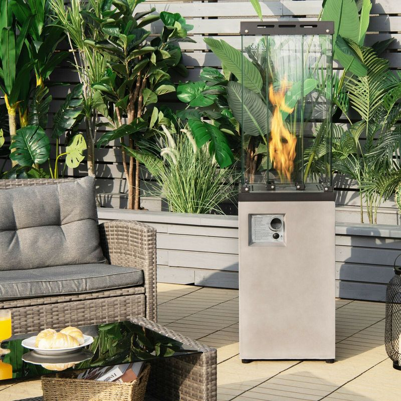 Costway 41,000 BTU Propane Patio Heater Glass Tube Standing Gas Heater w/ Cover Wheels Grey