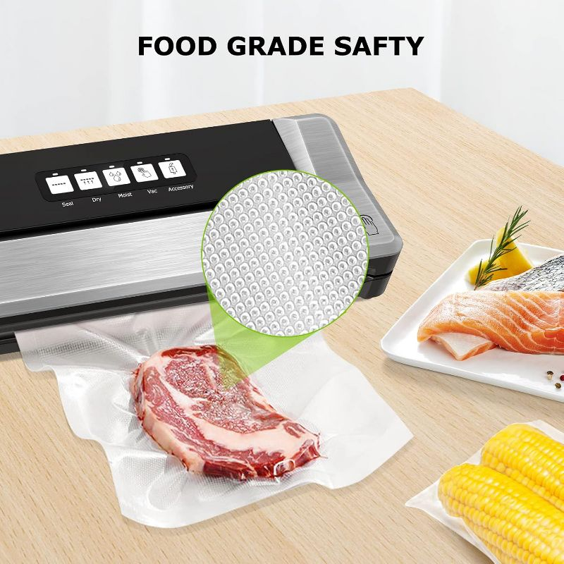 Bonsenkitchen Precut Vacuum Food Sealer Bags 100 Quart 8" x 12", BPA Free, Commercial Grade Textured,Thick Embossed Bags,Storage and Sous Vide Cooking