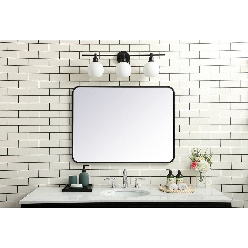 Elegant Lighting Soft corner metal rectangular mirror 27x36 inch in Black
