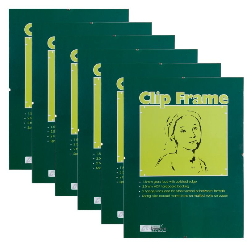 Ambiance Gallery Clip Frames - Modern Low Profile Invisible Minimalist Picture Photo Gallery Frame, Includes Glass and Backing - 9x12 - [Box of 6]