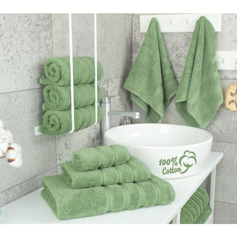 American Soft Linen 6 Piece Towel Set, 100% Cotton Bath Towels for Bathroom, Sage Green