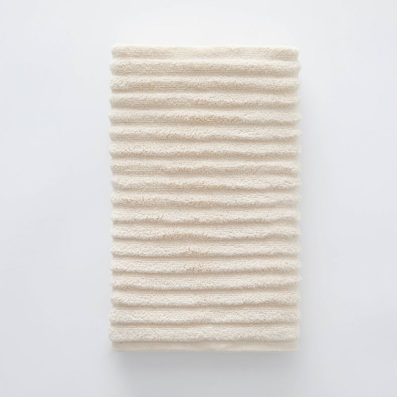 6pc Mason Low Twist Ribbed Towel Set Ivory - Blue Loom: 100% Cotton, Machine Washable, Heavyweight Bath Ensemble