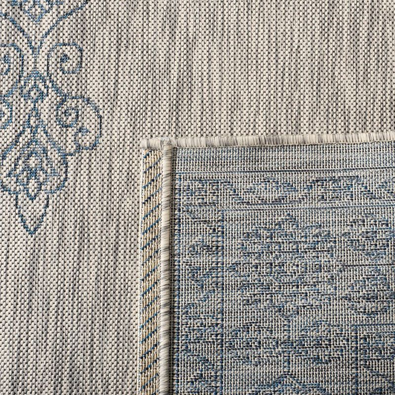 Courtyard CY8232 Power Loomed Indoor/Outdoor Area Rug - Grey/Navy - 6'7"x6'7" - Safavieh.