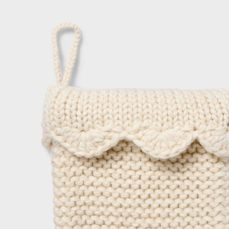 Knit Stocking with Scallop Trim Cream - Threshold™ designed with Studio McGee