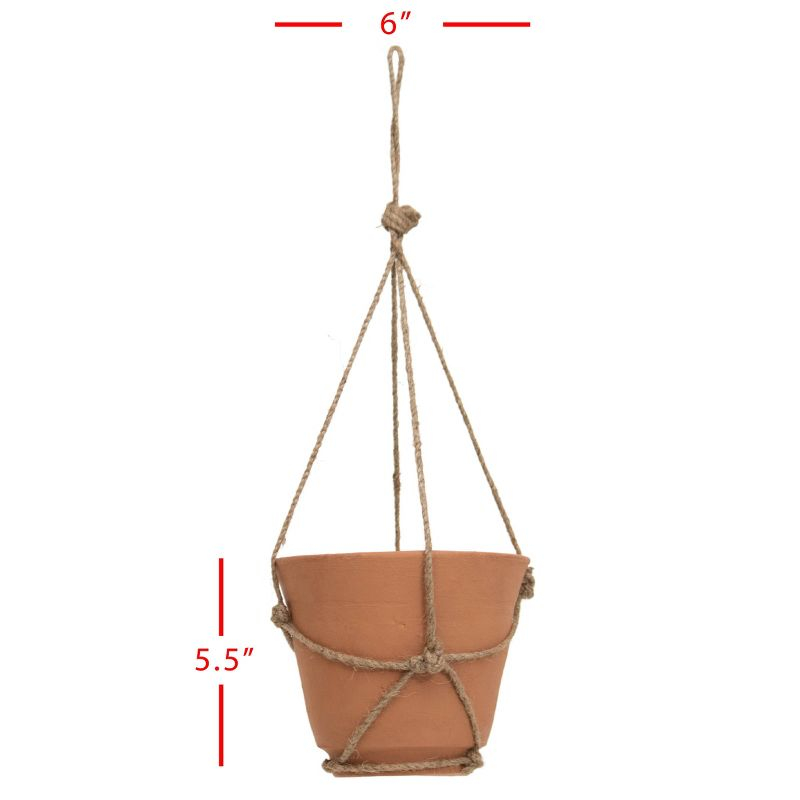 Hanging Terracotta Terracotta & Jute Planter - Foreside Home & Garden