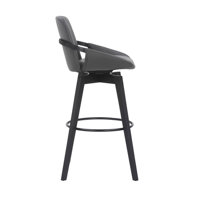 30" Baylor Faux Leather Wood Swivel Barstool Gray/Black - Armen Living