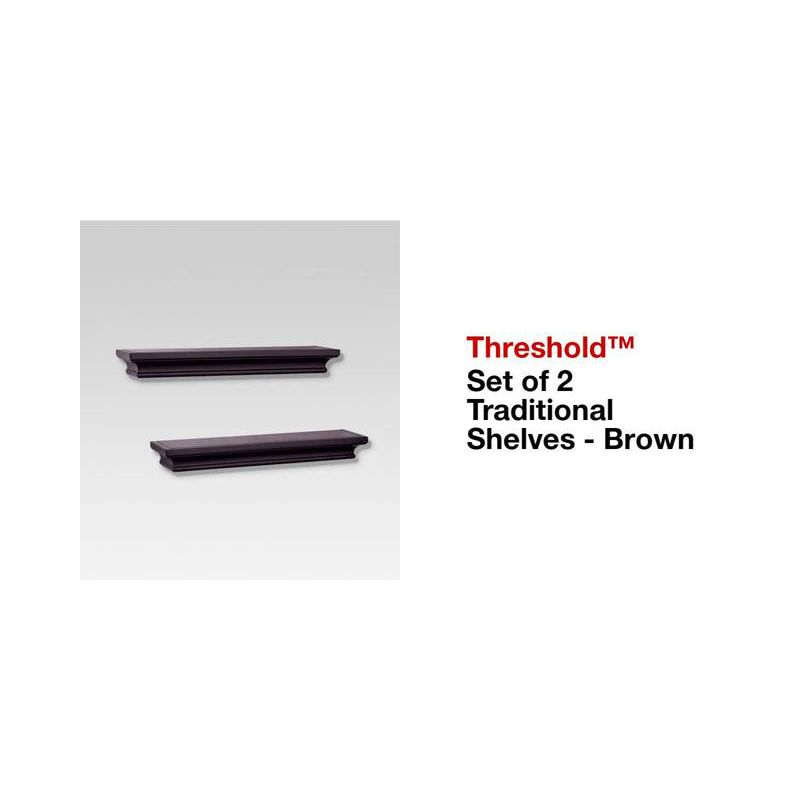2pc Traditional Wall Shelf Set White - Threshold™: MDF, Open Shelving, Includes Mounting Hardware