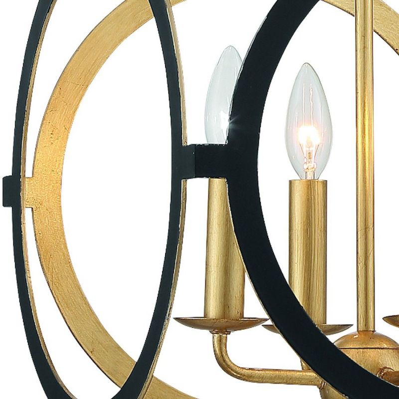 Crystorama Lighting Odelle 4 - Light Chandelier in  Matte Black/Antique Gold