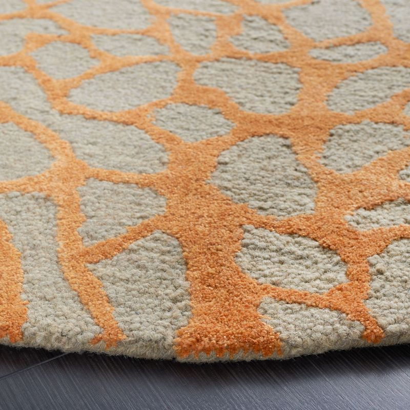 Blossom BLM695 Hand Hooked Indoor Area Rug - Grey/Orange - 6' Round - Safavieh