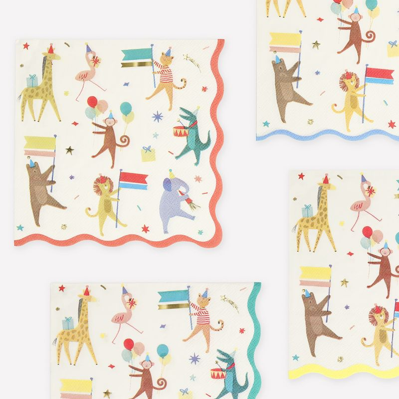 Meri Meri Animal Parade Large Napkins (Pack of 16)