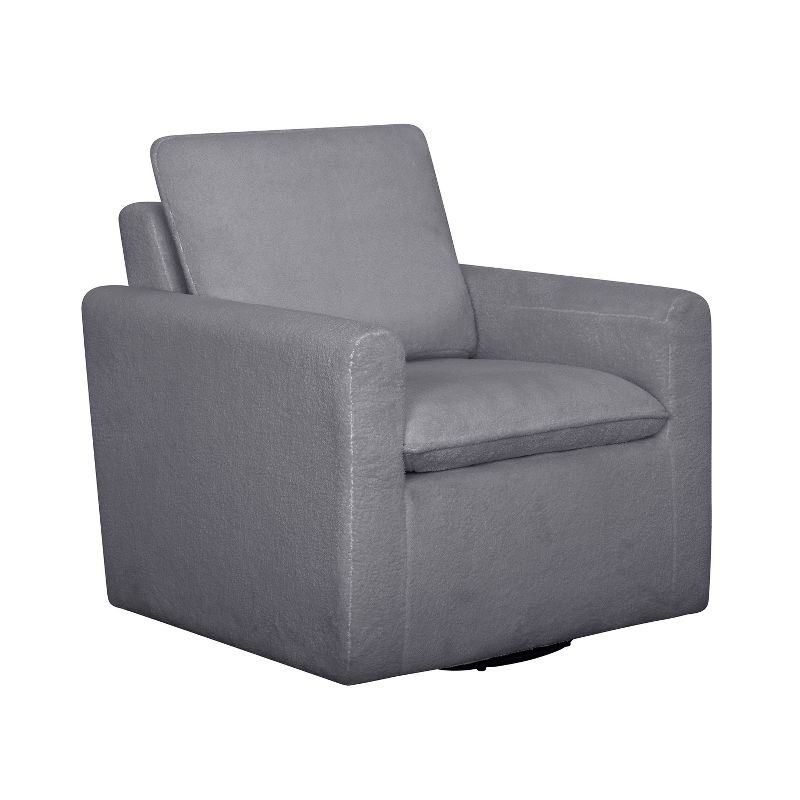 Lifestyle Solutions Lyndale Swivel Accent Chair Charcoal: High-Density Foam, Metal Legs, Scandinavian Style