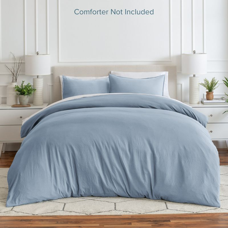 Washed Dusty Blue King/Cal King Duvet Cover and Sham Set by Bare Home
