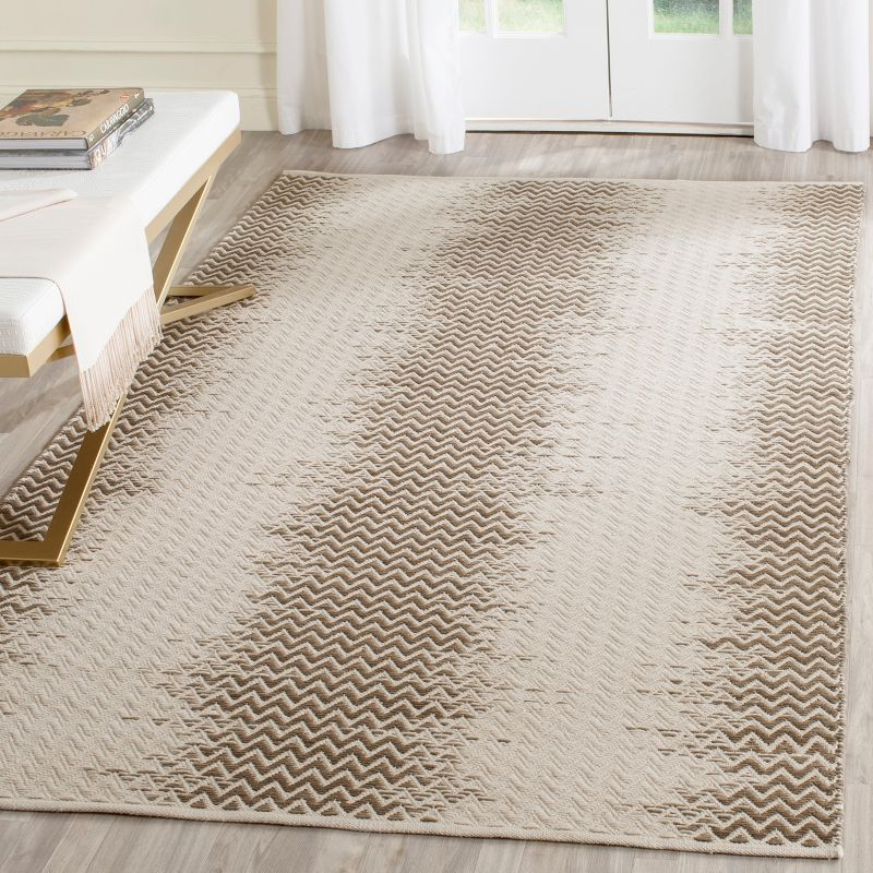 Cotton Kilim KLC121 Hand Woven Area Rug - Brown/Ivory - 5'x8' - Safavieh