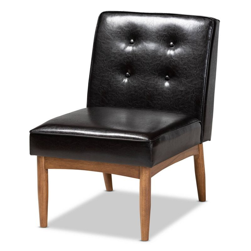 Arvid Faux Leather Upholstered Wood Dining Chair Dark Brown/Walnut - Baxton Studio: Mid-Century Modern, Rubberwood Frame, Polyester Fill