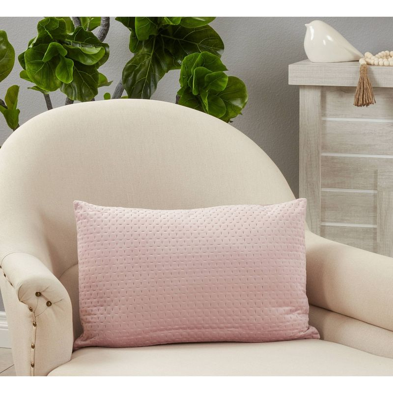 14"x20"  Oversize Pinsonic Velvet Design Poly-Filled Lumbar Throw Pillow Blush - Saro Lifestyle: Indoor Rectangle Cushion, Zipper Closure