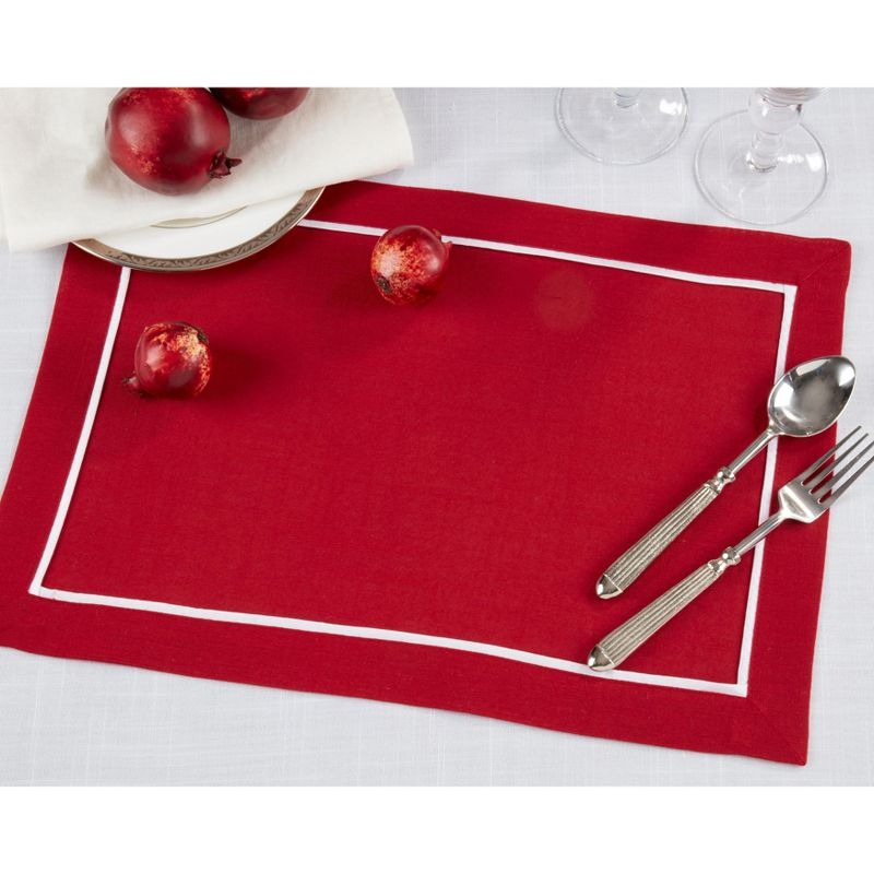Saro Lifestyle Classic Border Placemats (Set of 4), 13"x19", Red