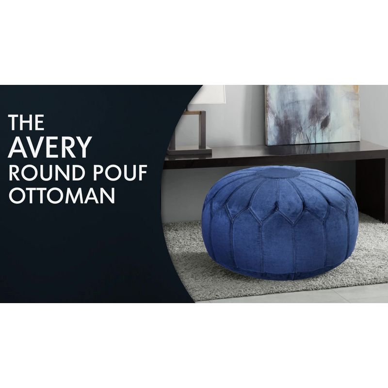 Avery Round Pouf Ottoman Seafoam