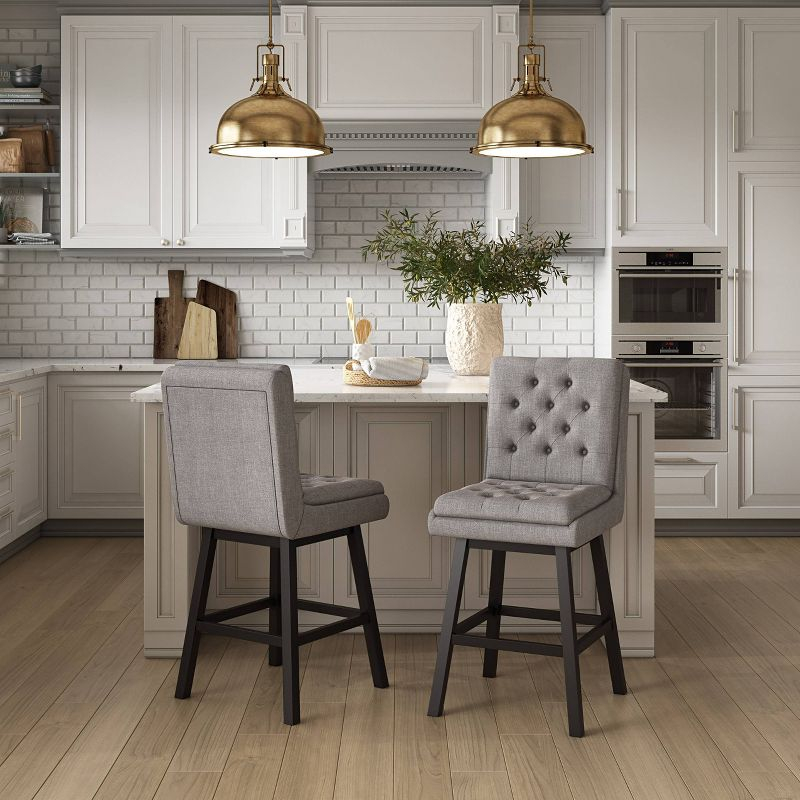 Set of 2 Boston Tufted Fabric Barstools - CorLiving