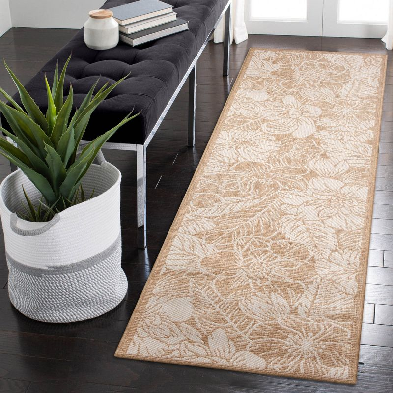 Liora Manne Carmel Botanical Indoor/Outdoor Rug Sand 1'11" x 7'6"