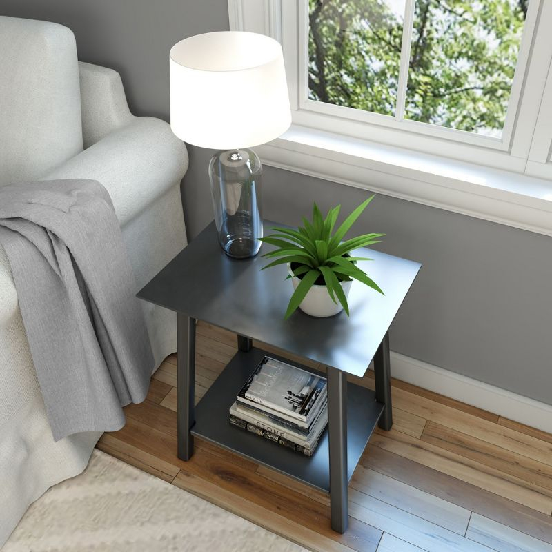 Plank+Beam Nightstand, Solid Wood Mid-Century Modern Bedside Table for Bedroom