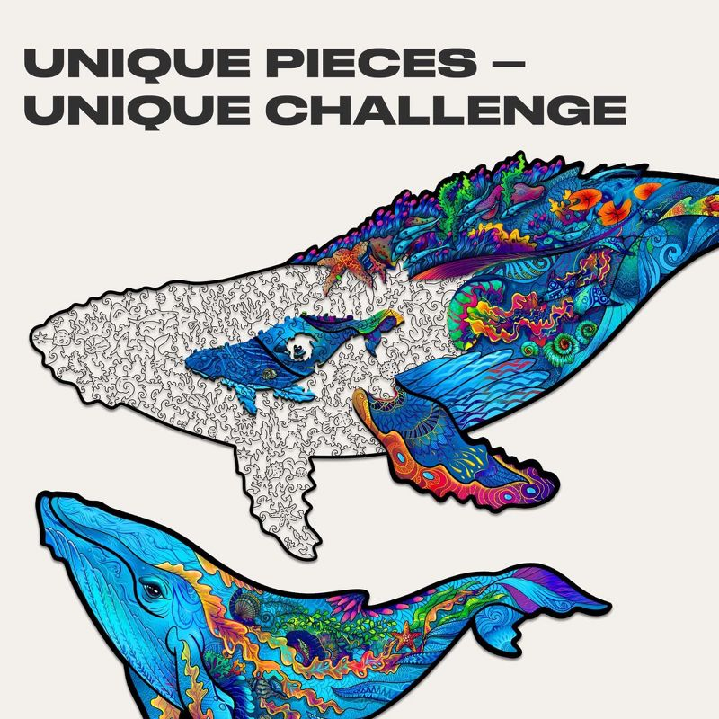 Unidragon Milky Whales 98 Piece Shaped Wooden Jigsaw Puzzle