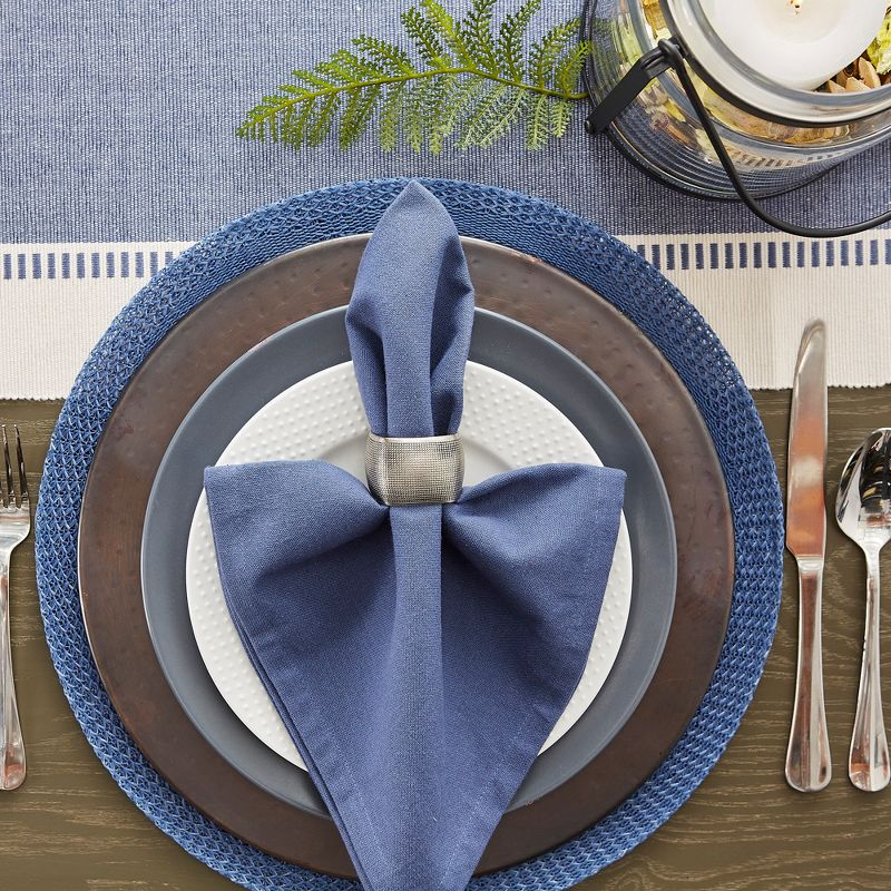 Design Imports  Ribbed Dobby Stripe Table Runner, French Blue, 13X72"