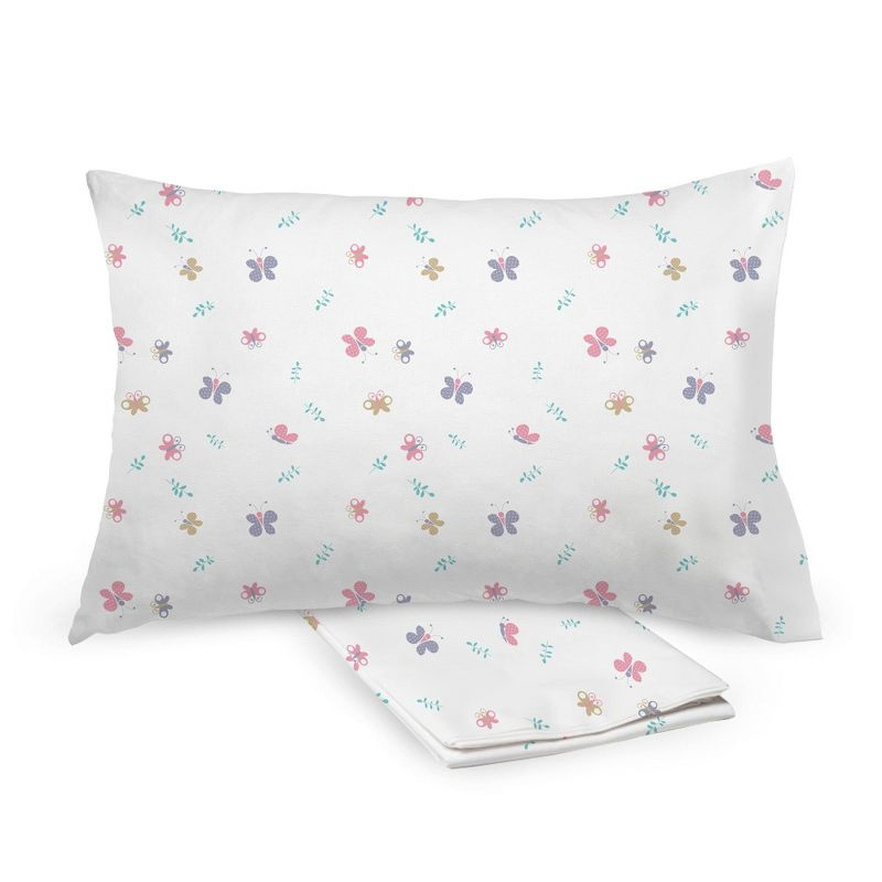 BreathableBaby Cotton Percale Pillowcase, For 13" x 18"/33 x 46 cm Toddler Pillow, Butterflies (2-Pack)