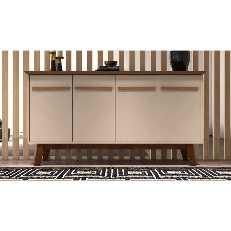 62.99" Yonkers Sideboard Black/Cinnamon - Manhattan Comfort: Mid-Century Buffet Storage Cabinet