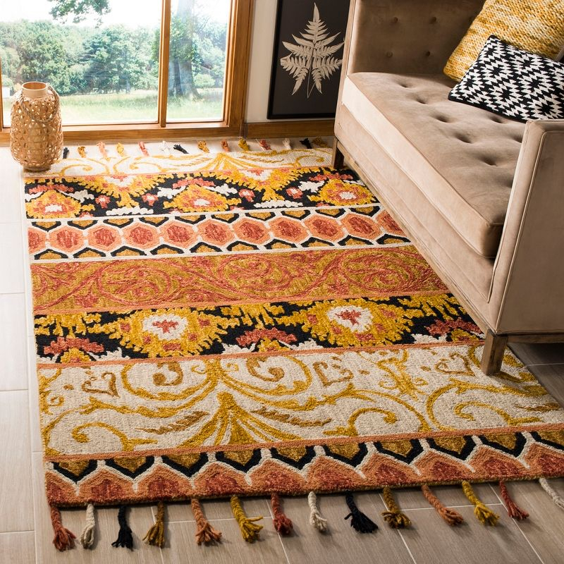 Suzani SZN203 Hand Hooked Indoor Accent Rug - Rust/Gold - 3'x5' - Safavieh.