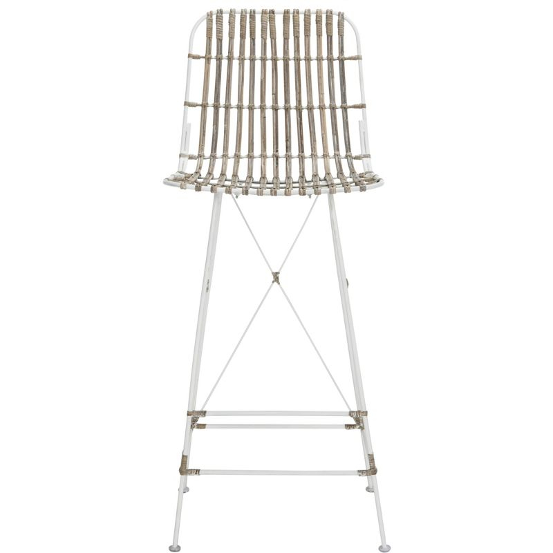 Minerva Wicker Bar Stool (Set of 2) - WIK6508 - White/White - Safavieh