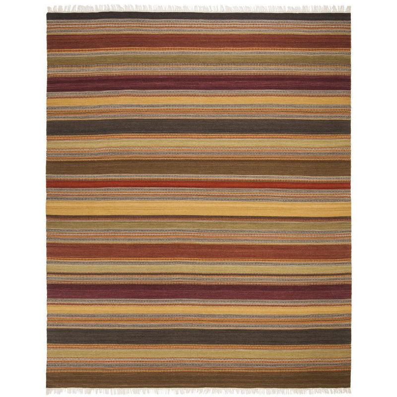 Striped Kilim STK315 Hand Woven Indoor Area Rug - Gold - 9'x12' - Safavieh