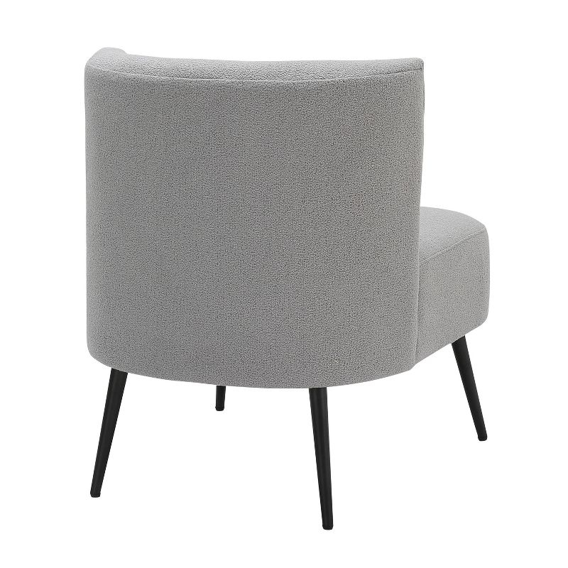 Fran Contemporary Upholstered Slipper Chair: Padded, Metal Legs, Faux Shearling - LumiSource