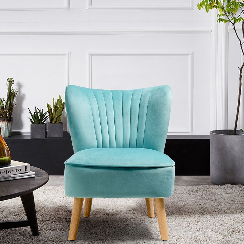 Costway Armless Accent Chair Modern Velvet Leisure Chair Single Upholstered Green