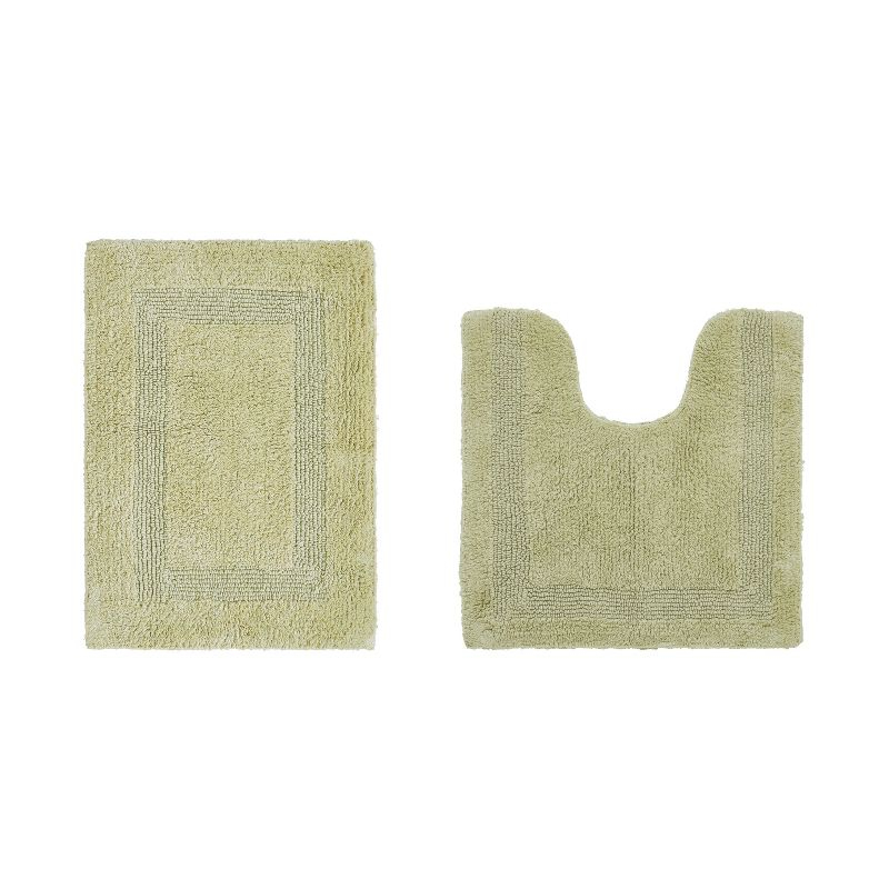 Better Trends Lux 100% Cotton Tufted Solid Reversible Bath Rug Set 2 PC (17" x 24" | 20" x 20") - Sage