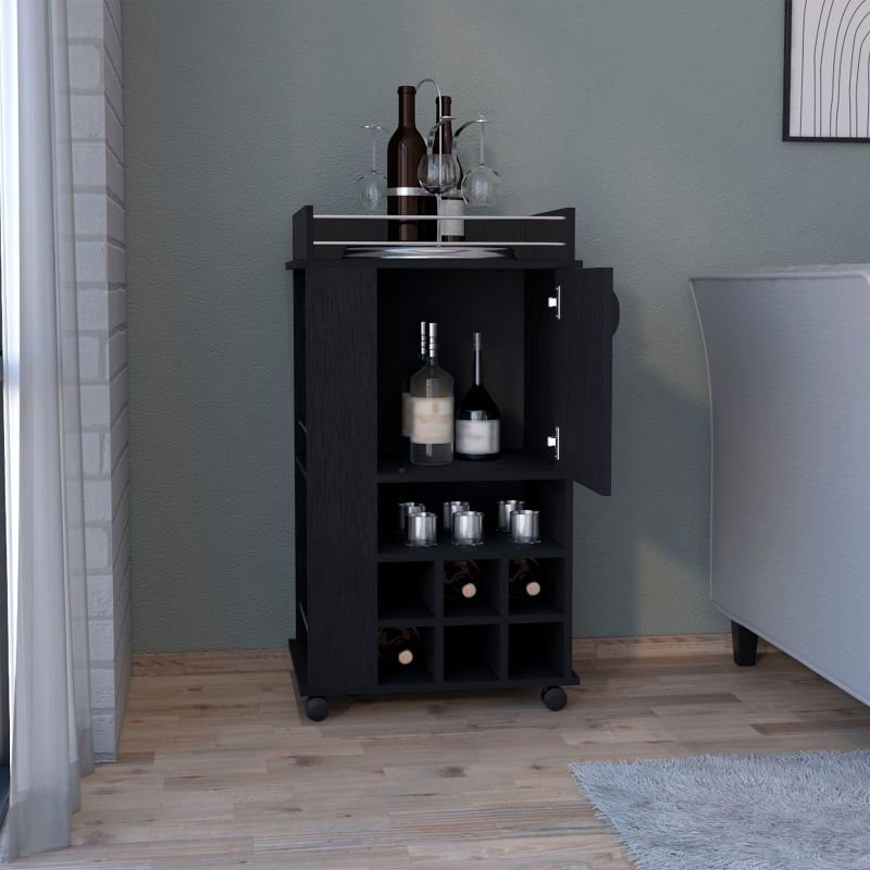 Depot E-Shop Bar Cart with 6 Built-in Wine Rack and Casters