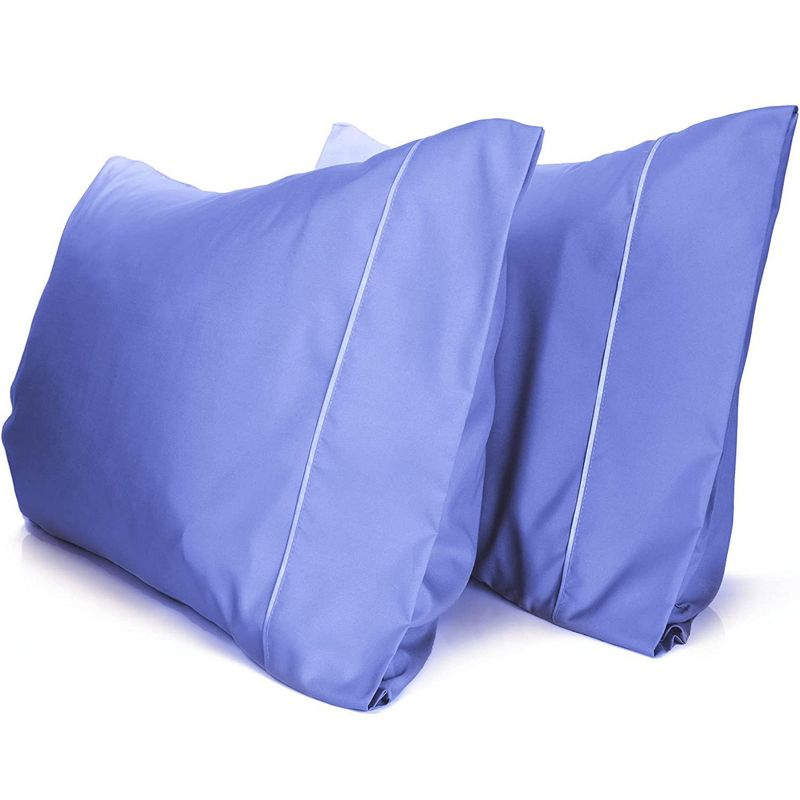 LuxClub 2 PC Violet Blue King Performance Microfiber Solid Pillowcase Set