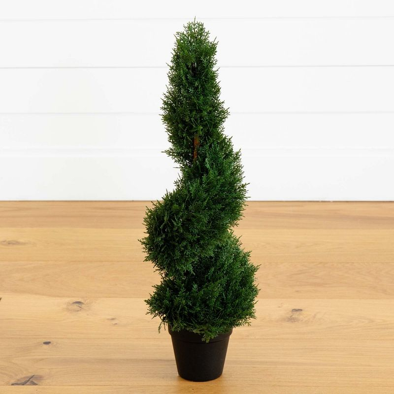 Nearly Natural 2-ft Cedar Spiral Silk Tree (Indoor/Outdoor)
