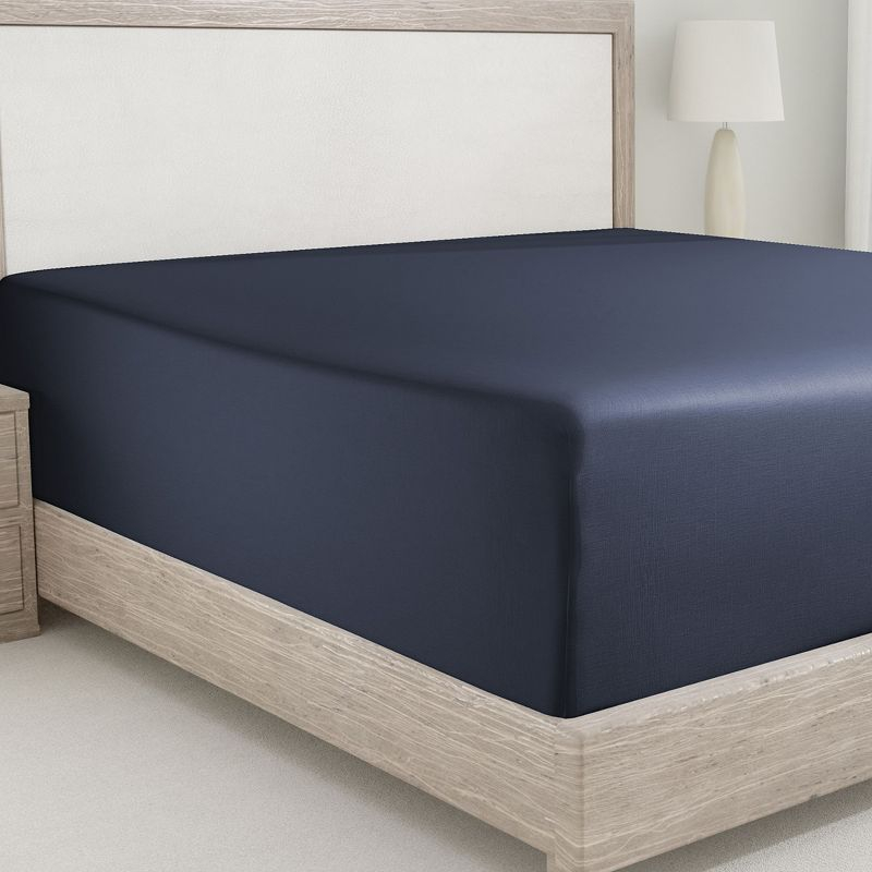 400 Thread Count 100% Cotton Fitted Sheet - California Design Den - Indigo Dusty Blue, Twin