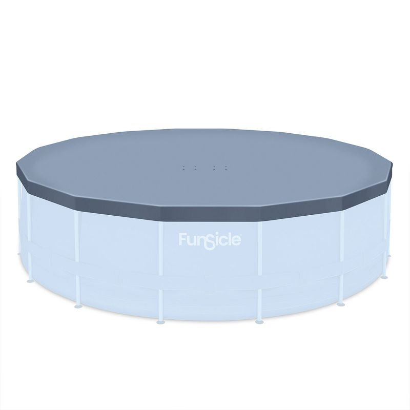 Funsicle 16ft Round Frame Seasonal Debris Above Ground Swimming Pool Cover with Drain Holes and Adjustable String Lock, Accessory Only, Gray
