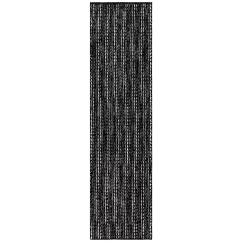 Liora Manne Carmel Texture Stripe Indoor/Outdoor Rug Black 1'11" x 4'11"