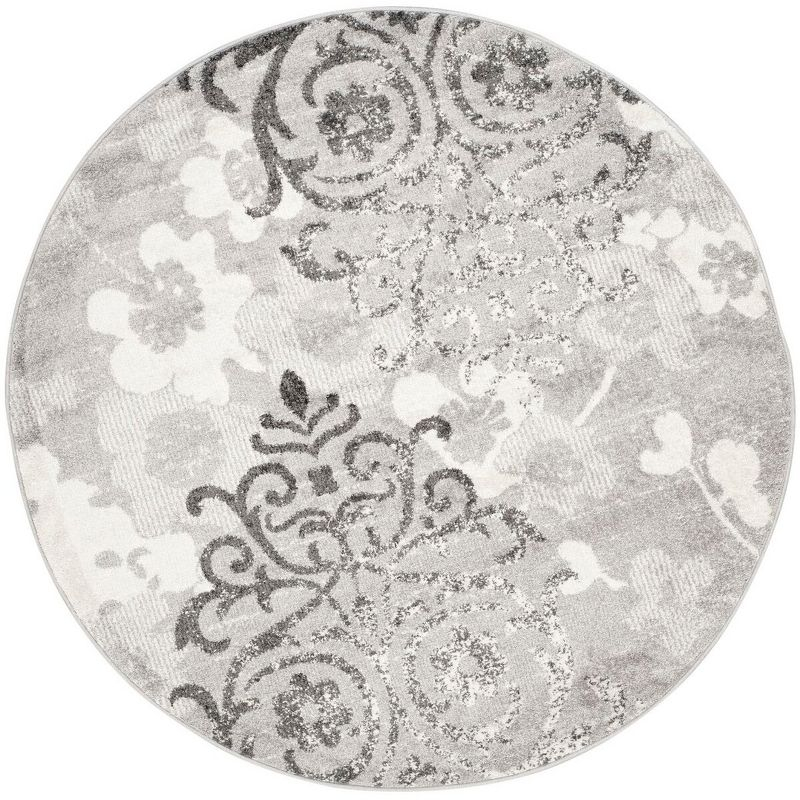 Adirondack ADR114 Machine Made Indoor Area Rug - Silver/Ivory - 10' Round - Safavieh