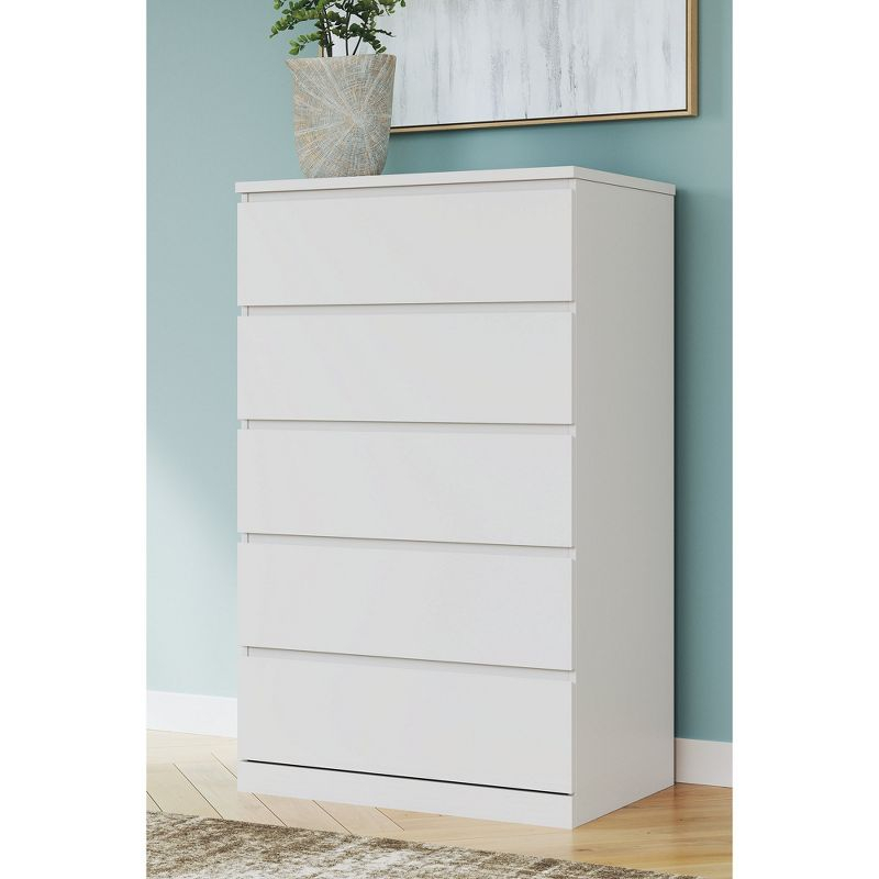 Signature Design by Ashley Onita Modern 5 Drawer Tall Dresser, White