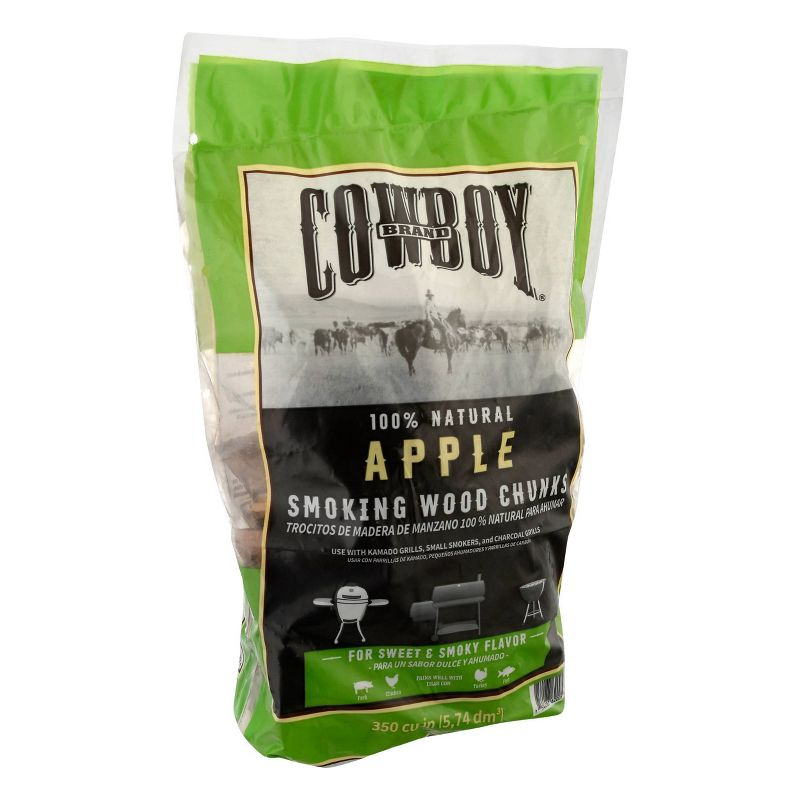 Cowboy 350 cu in Apple Wood Chunks: Natural Smoking for BBQ, Ideal with Beef & Seafood