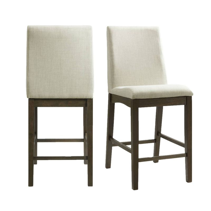 Simms Counter Height Side Chair Set Walnut - Picket House Furnishings: Upholstered, Modern Design, Fixed Height