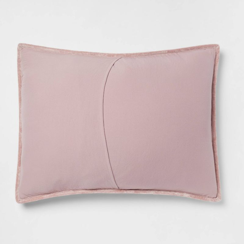 Standard Luxe Diamond Stitch Velvet Quilt Sham Mauve - Threshold™: OEKO-TEX Certified, Polyester, Machine Washable