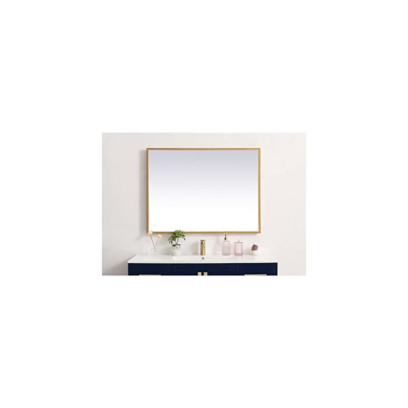 Elegant Lighting Pier 30x30 inch LED Mirror with Adjustable Color Temperature 3000K/4200K/6400K in Brass