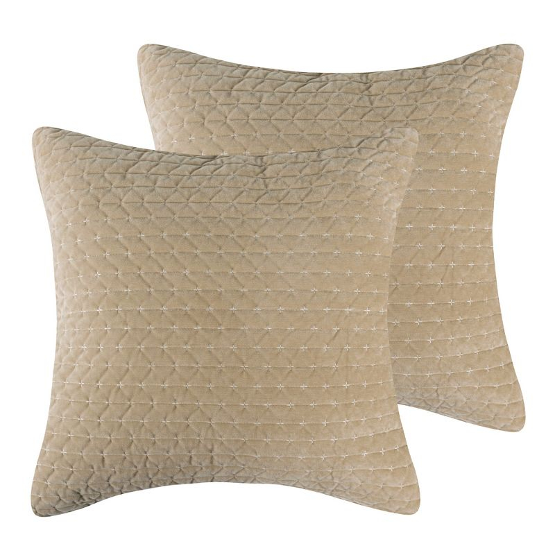 Velvet Stitch Taupe with White Euro Sham Set of 2 - Levtex Home