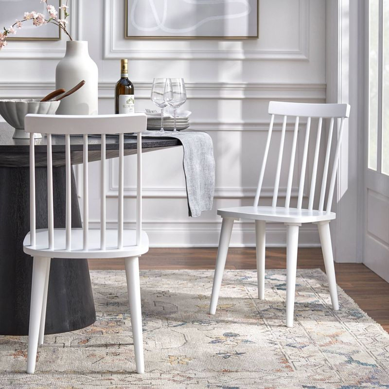 Lifestorey Set of 2 Lowry Farmhouse Solid Wood Spindle Dining Chairs White: Spindle-Back, Rubberwood Frame, 250lb Capacity