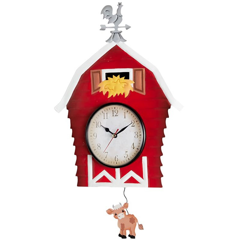 The Lakeside Collection Clock Pendulum Country Theme Cow Pig Barn Rooster - Barn
