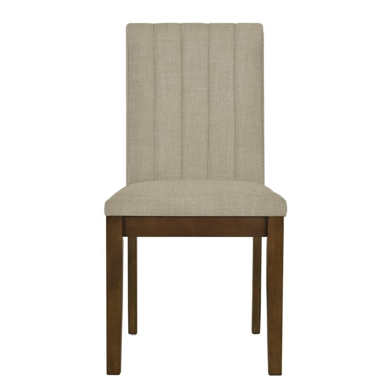 510 Design Set of 2 Everly Upholstered Channel Back Dining Chairs Dark Taupe: Polyester & Linen, Wood Legs